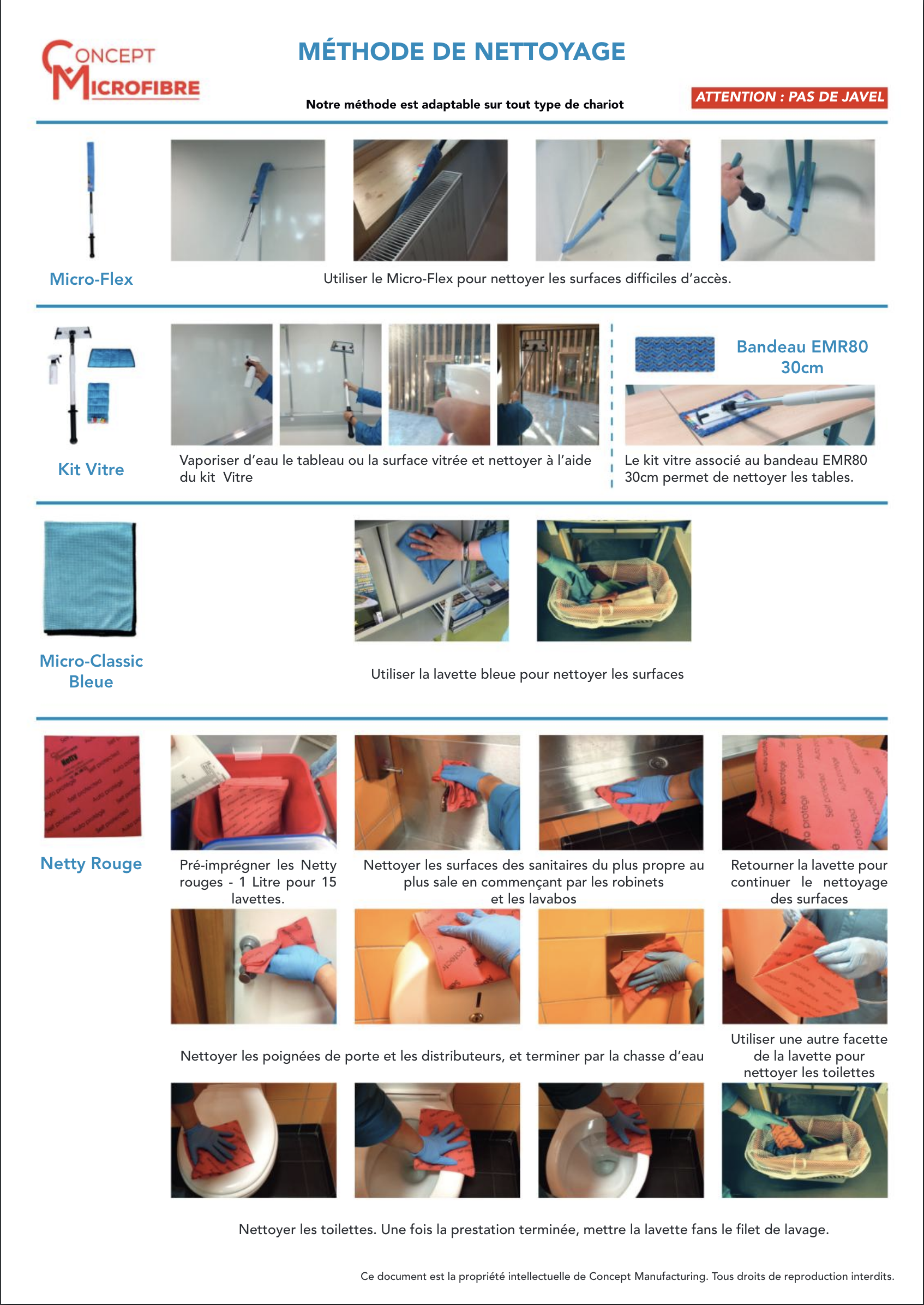 Housse Micro-Flex à usage unique - Concept Microfibre matériel de nettoyage  et formation